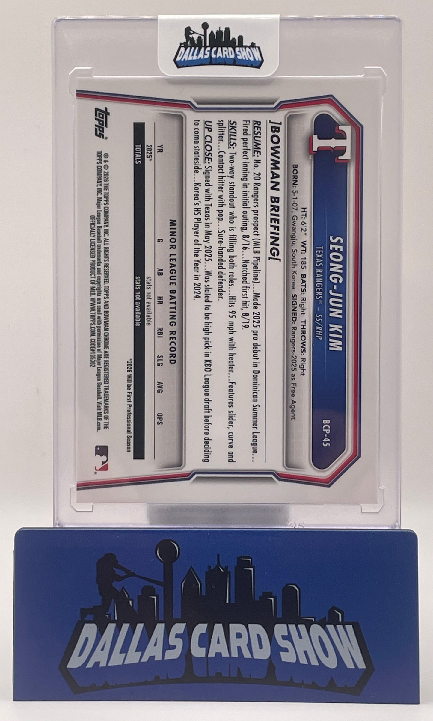 2026 Bowman Chrome #BCP-45 Seong-Jun Kim 1st Bowman True Gold /50