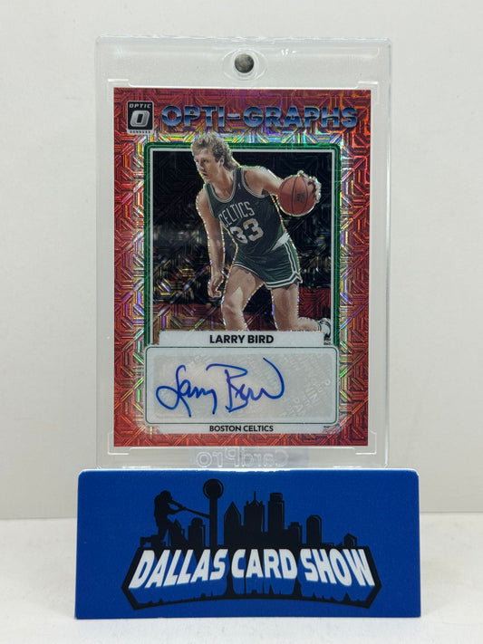2022-23 Panini Optic #OG-LBR Larry Bird Red Mojo Opti-Graphs Autograph Celtics