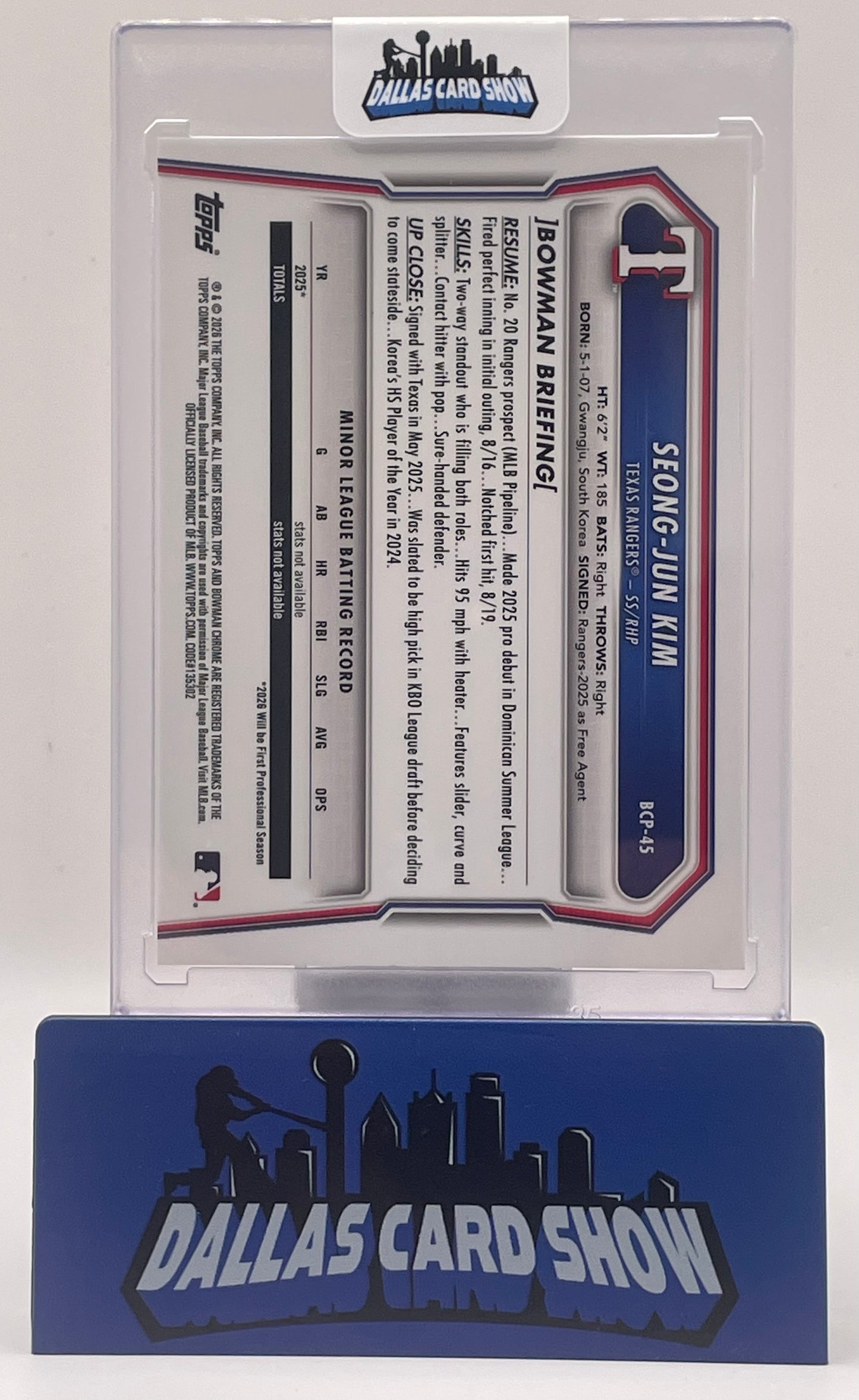 2026 Bowman Chrome #BCP-45 Seong-Jun Kim 1st Bowman Rose Gold /15