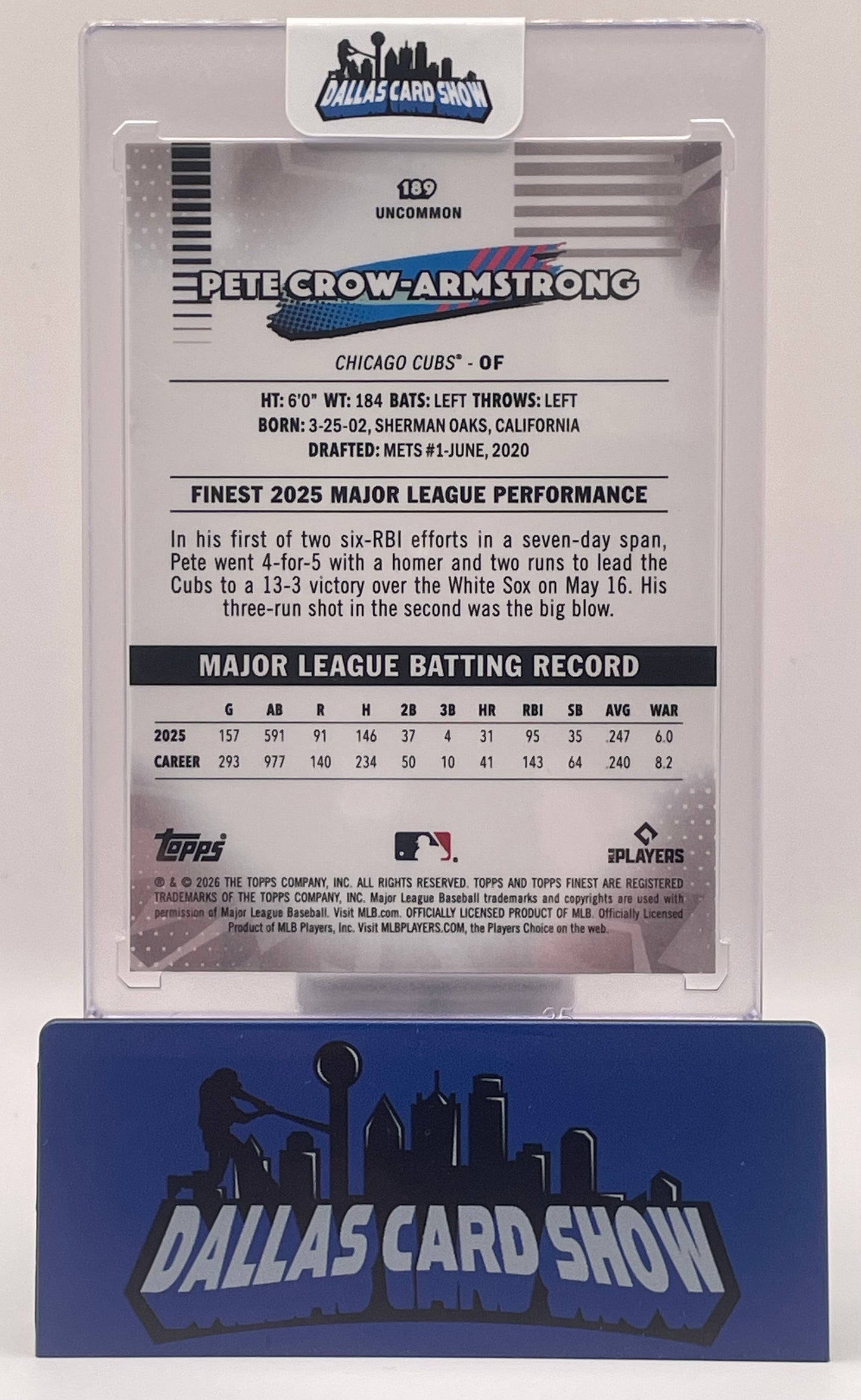 2026 Finest #189 Pete Crow-Armstrong Orange /25