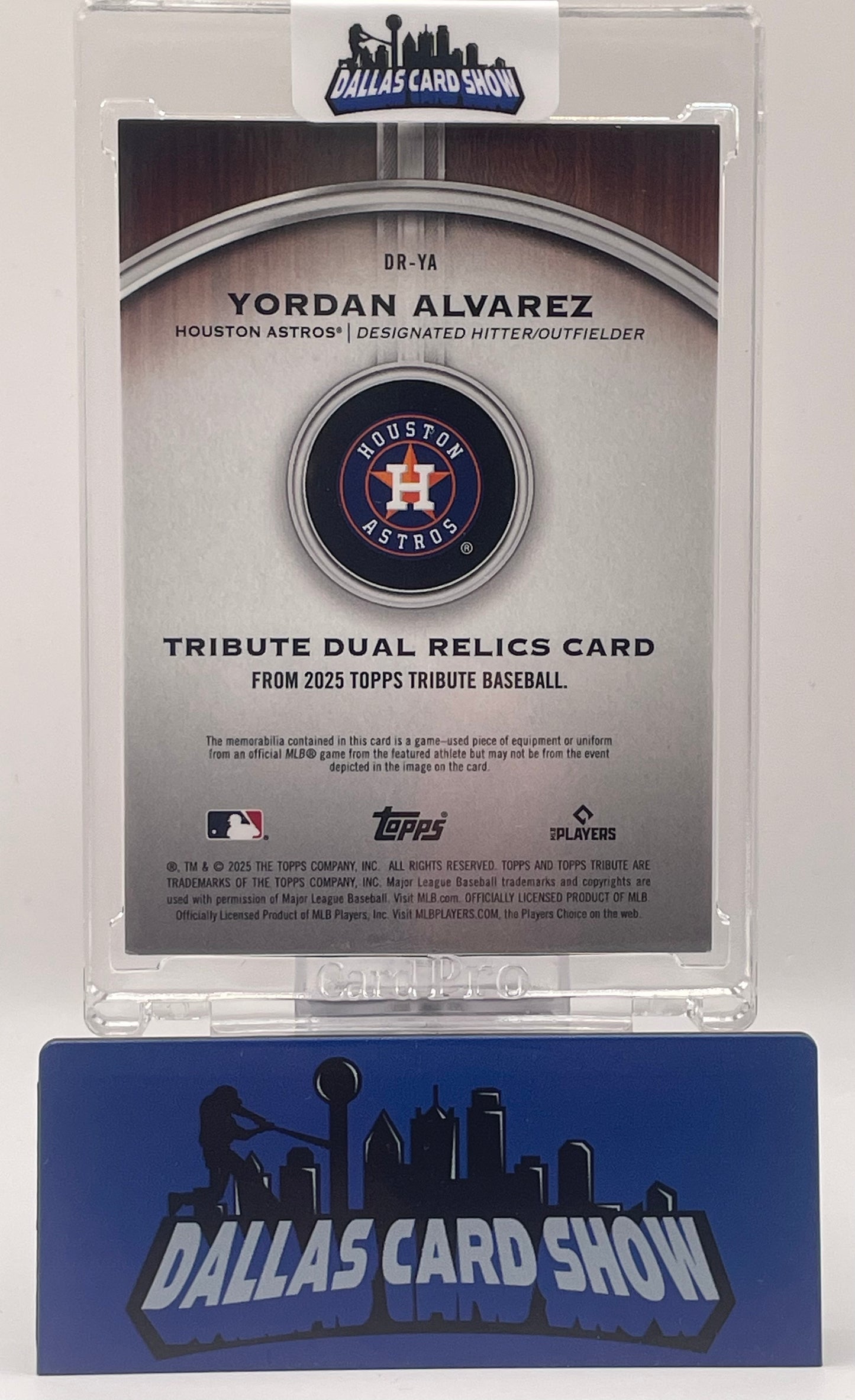 2025 Tribute #DR-YA Yordan Alvarez Tribute Dual Relics /25
