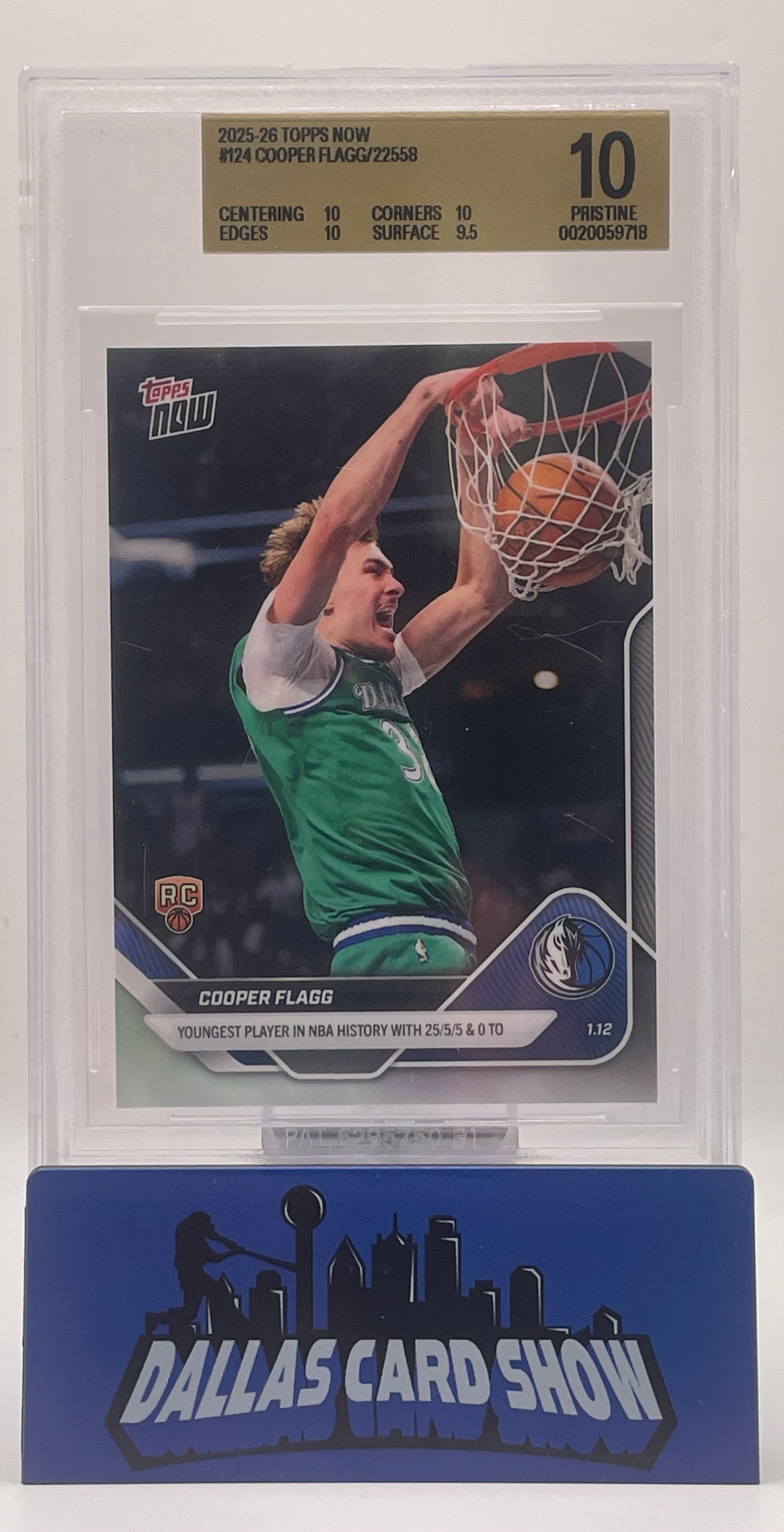 2025-26 Topps Now #124 Cooper Flagg /22558 Rookie RC BGS 10