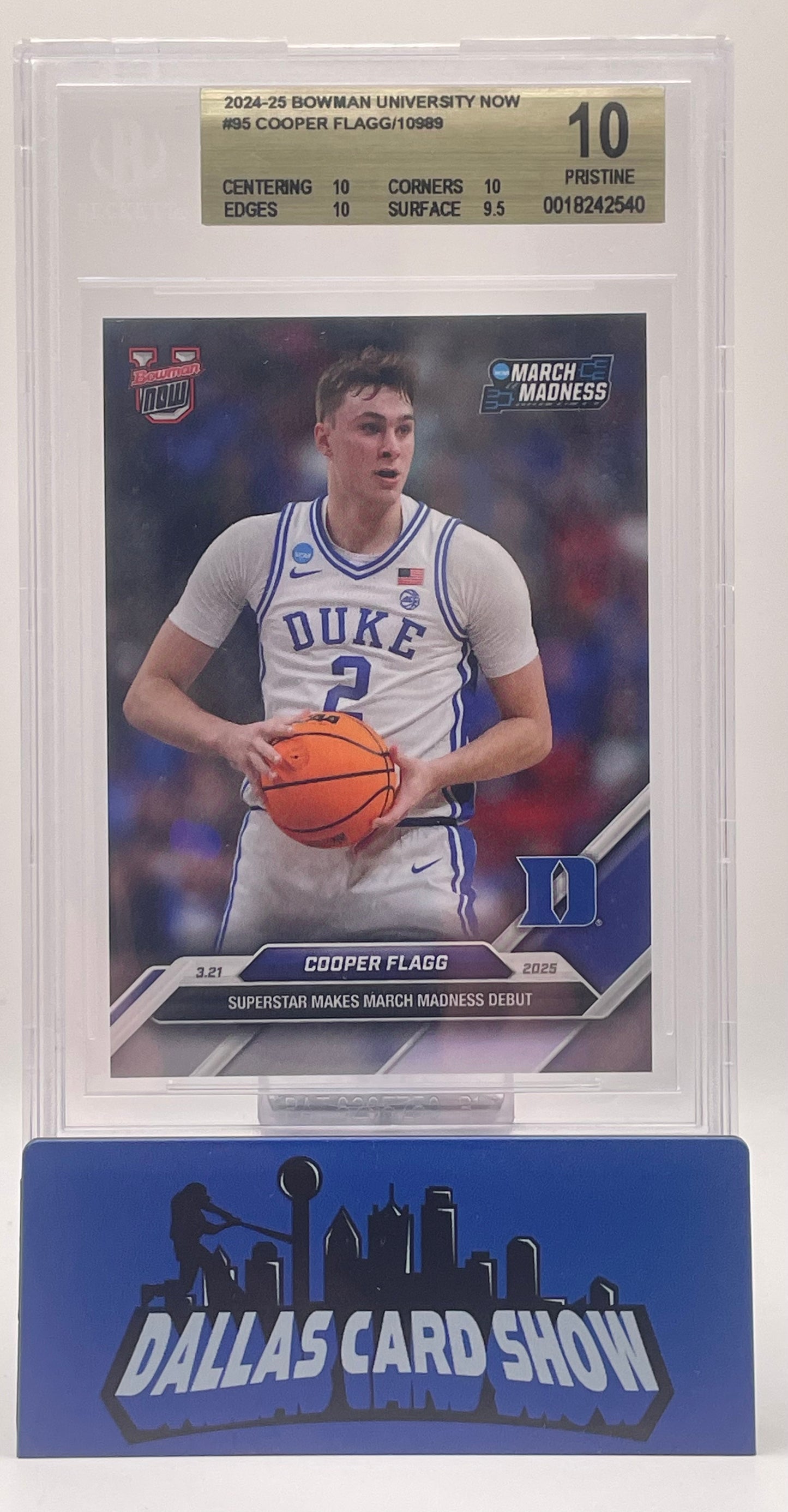 2024-25 Bowman University Now #95 Cooper Flagg /10989 BGS 10