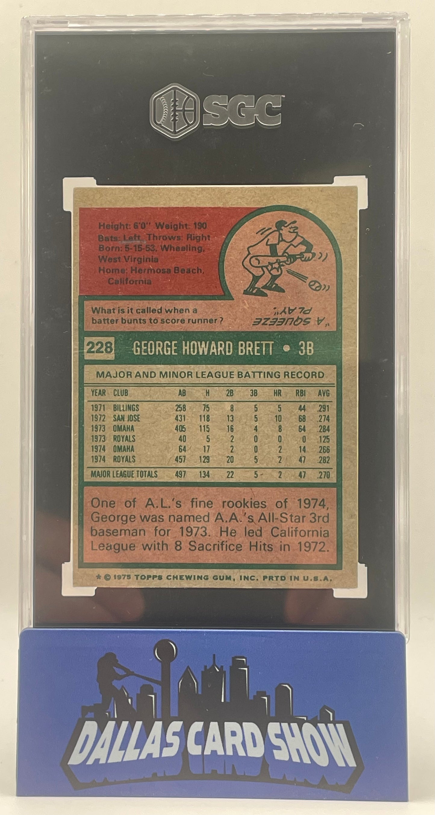 1975 Topps #228 George Brett Rookie RC SGC 1.5