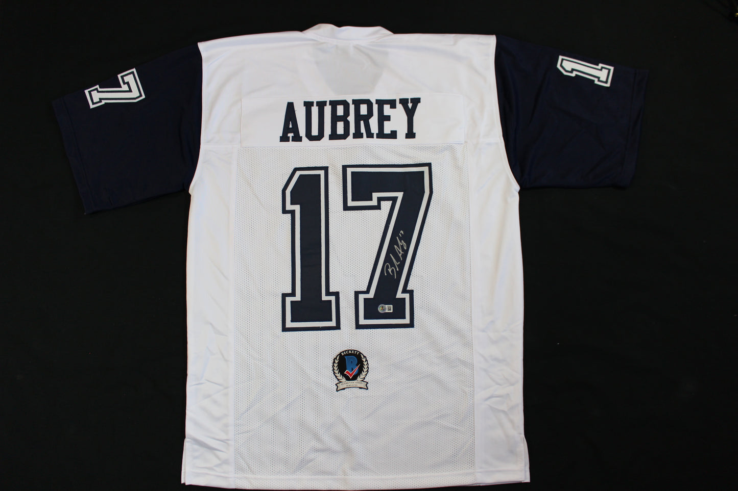 BRANDON AUBREY SIGNED FOOTBALL ALT JERSEY Dallas Cowboys XL BAS COA