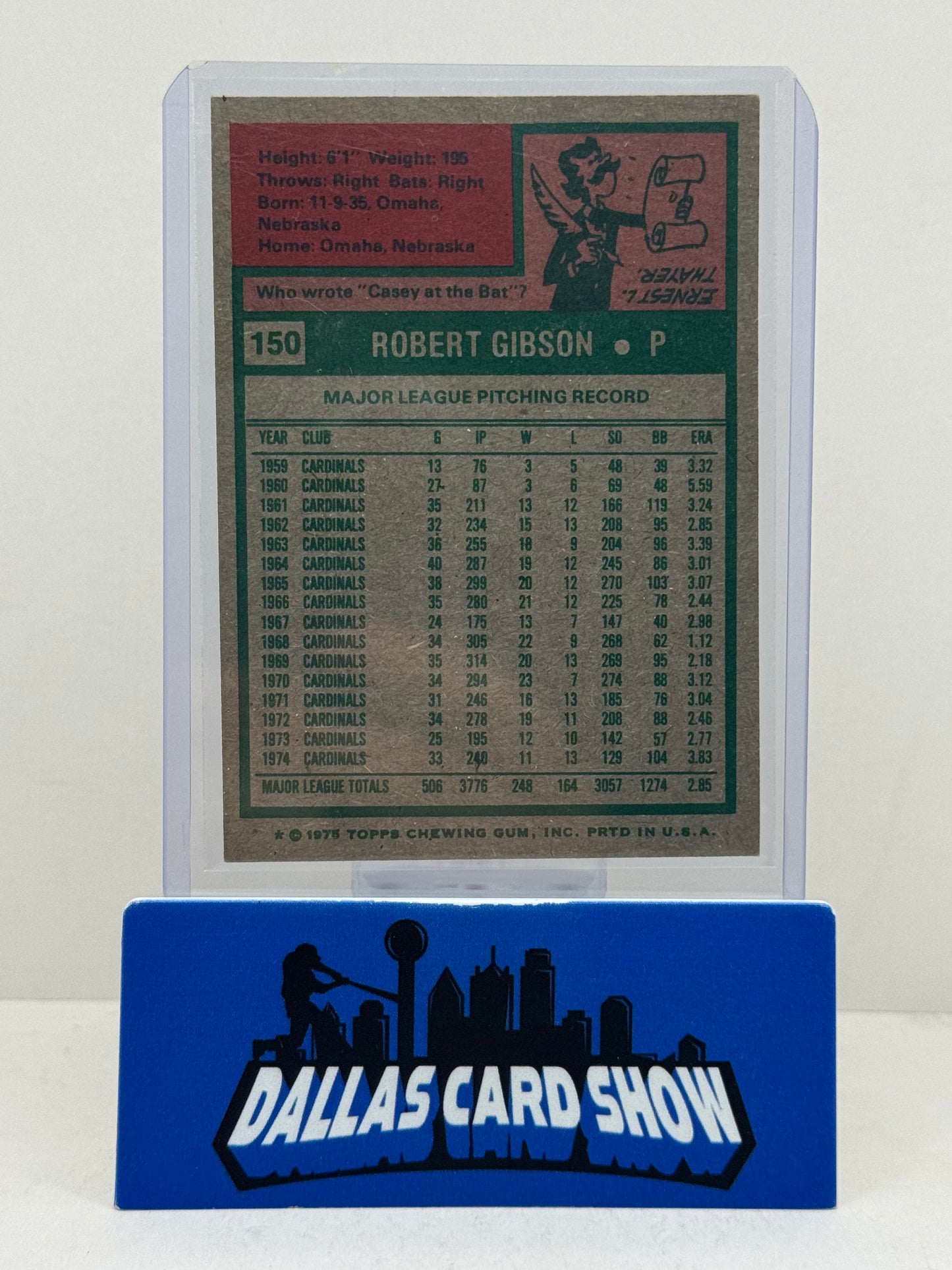 1975 Topps #150 Bob Gibson St. Louis Cardinals