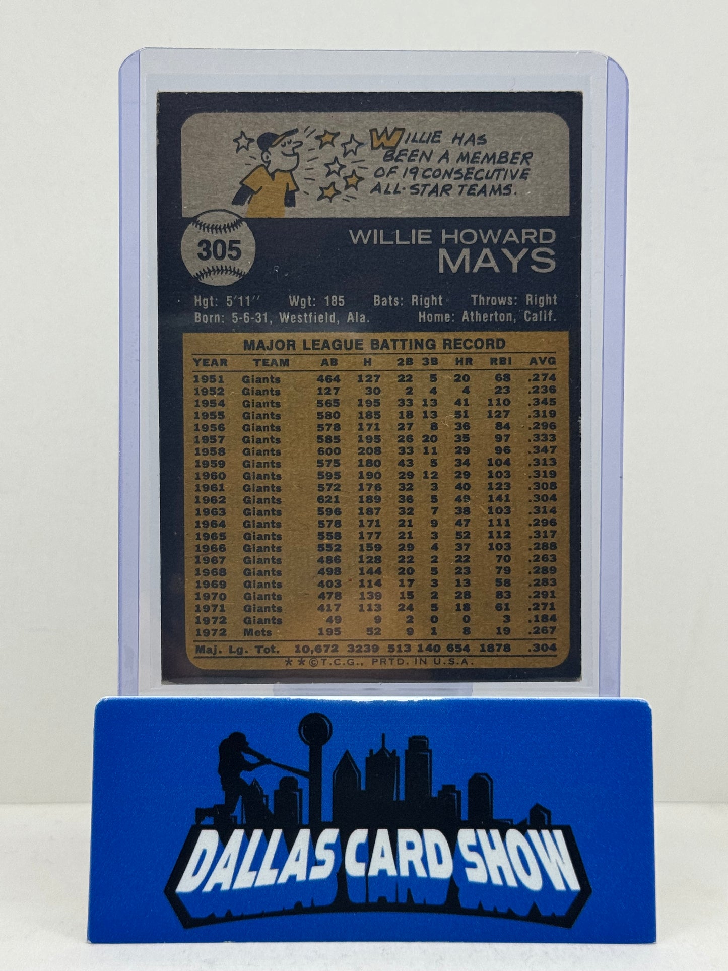 1973 Topps #305 Willie Mays New York Mets