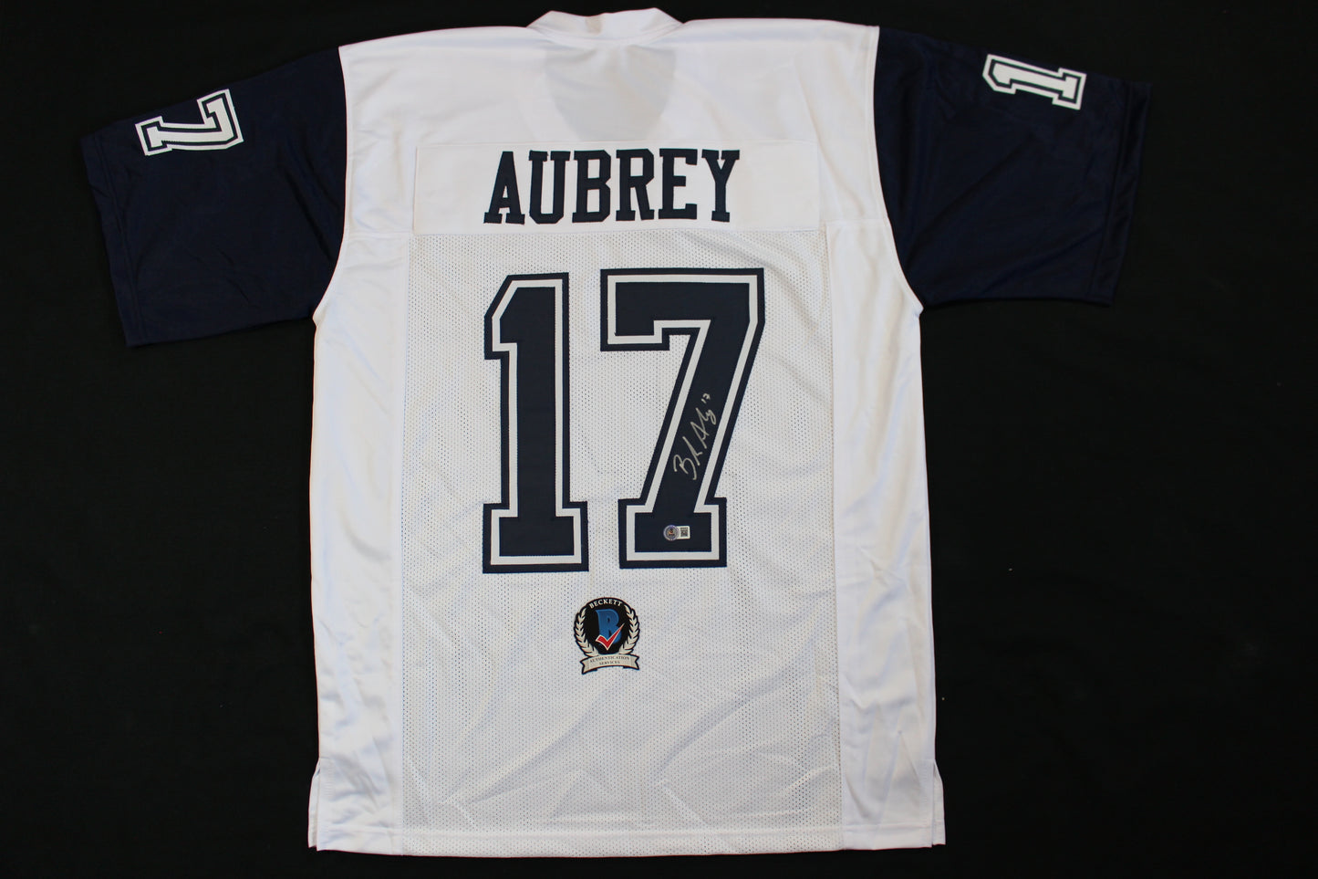 BRANDON AUBREY SIGNED FOOTBALL ALT JERSEY Dallas Cowboys XL BAS COA