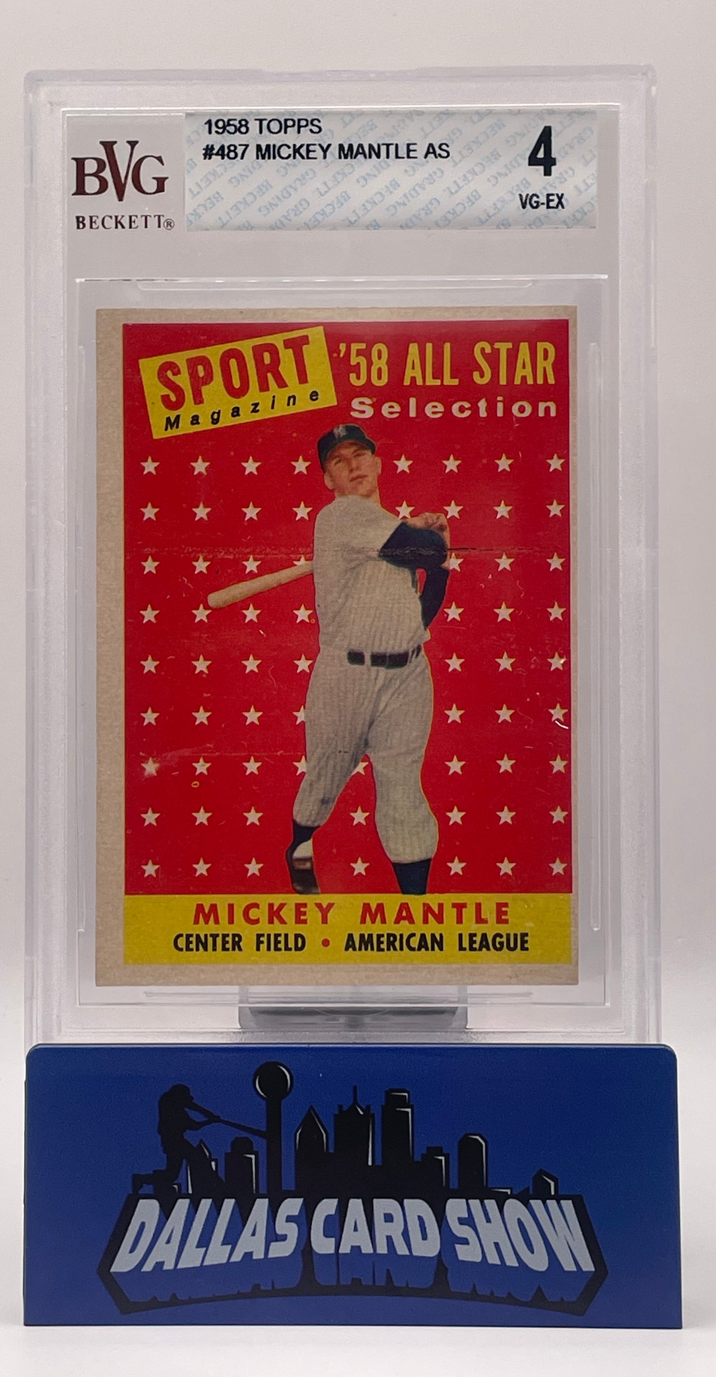 1958 Topps Mickey Mantle All Star #487 BVG 4 VG-EX