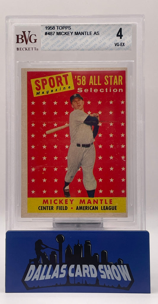 1958 Topps Mickey Mantle All Star #487 BVG 4 VG-EX