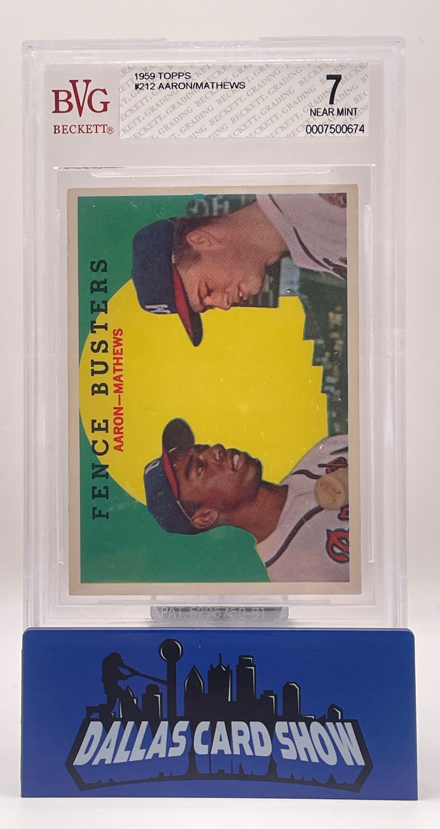 1959 Topps Aaron/Matthews #212 BVG 7 NEAR MINT
