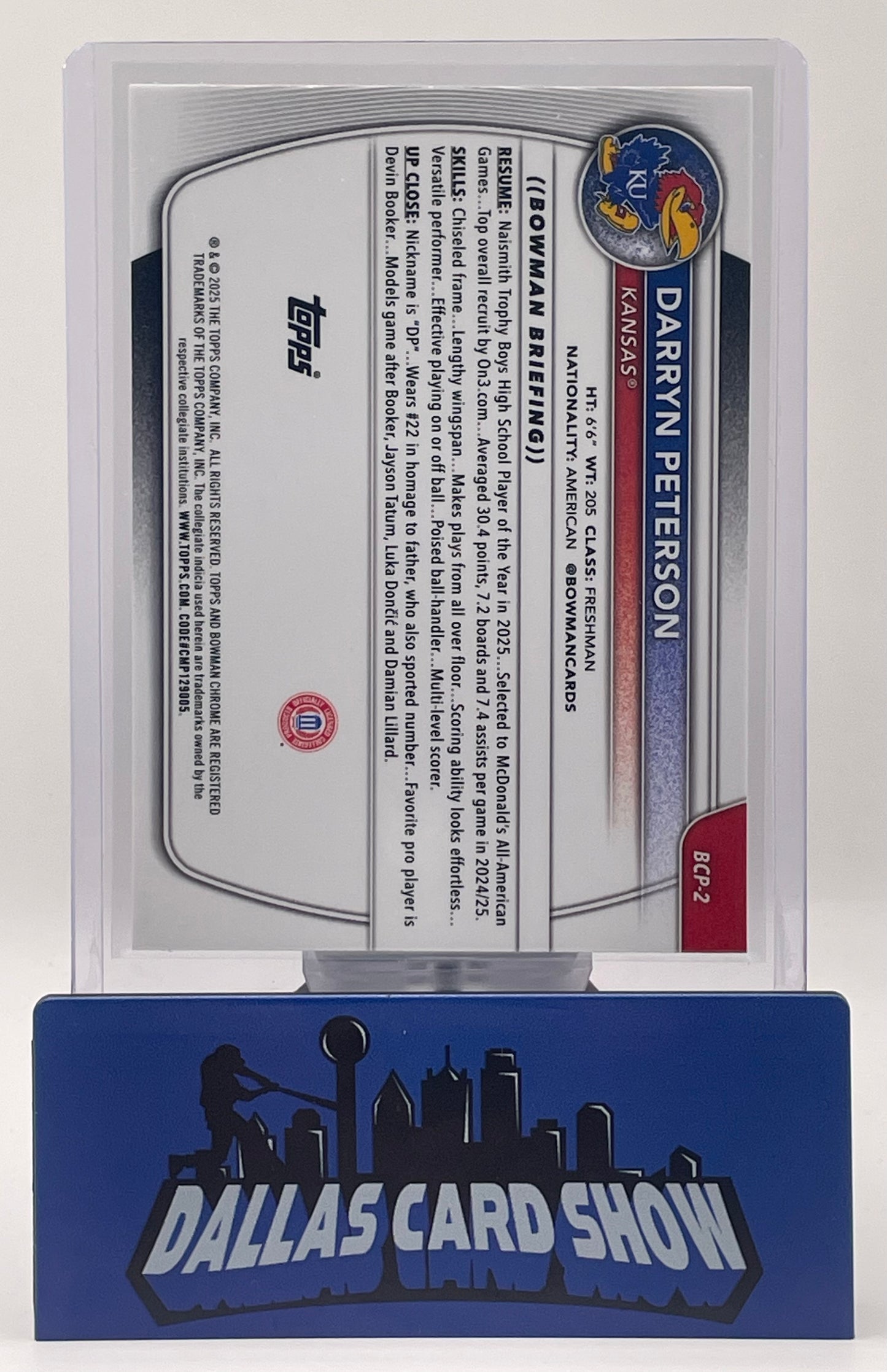 2025 Bowman Chrome U Darryn Peterson Blue 1st Bowman /150 #BCP-2