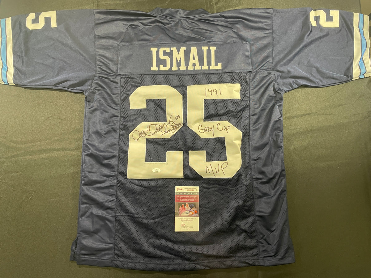 ROCKET ISMAIL TORONTO ARGONAUTS SIGNED JERSEY FULL SIG w/1991MVP" JSA