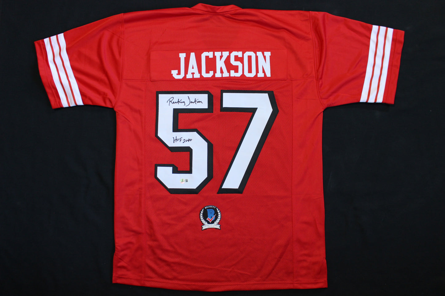 RICKEY JACKSON SAN FRANCISCO 49ers SIGNED FOOTBALL JERSEY w/HOF 2010 BAS COA