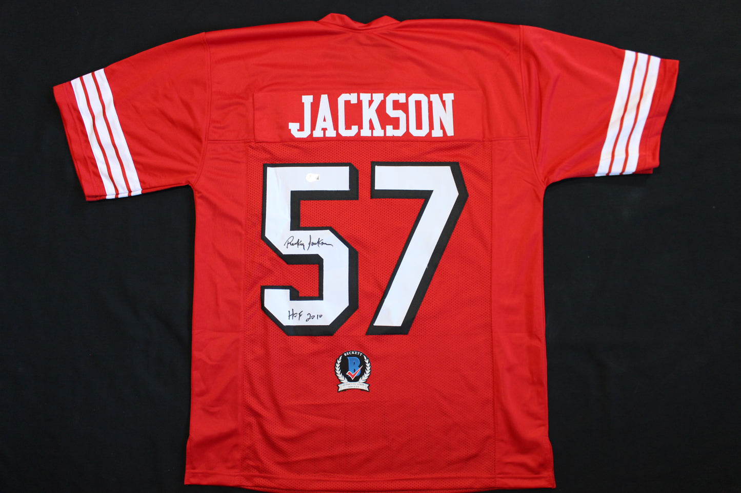 RICKEY JACKSON SAN FRANCISCO 49ers SIGNED FOOTBALL JERSEY w/HOF 2010 BAS COA