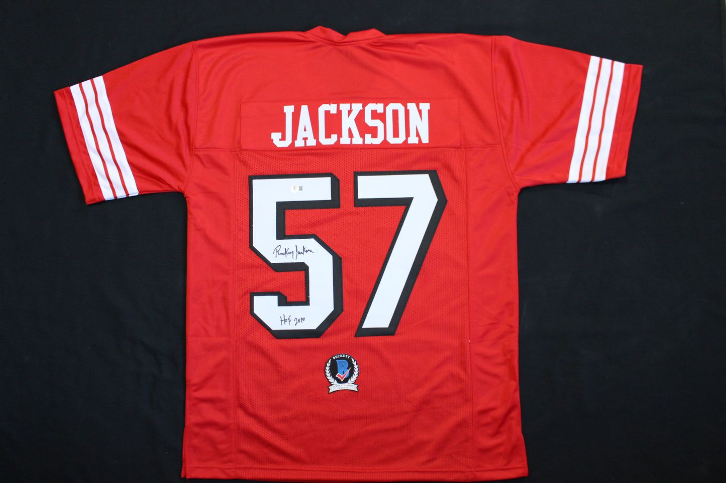 RICKEY JACKSON SAN FRANCISCO 49ers SIGNED FOOTBALL JERSEY w/HOF 2010 BAS COA