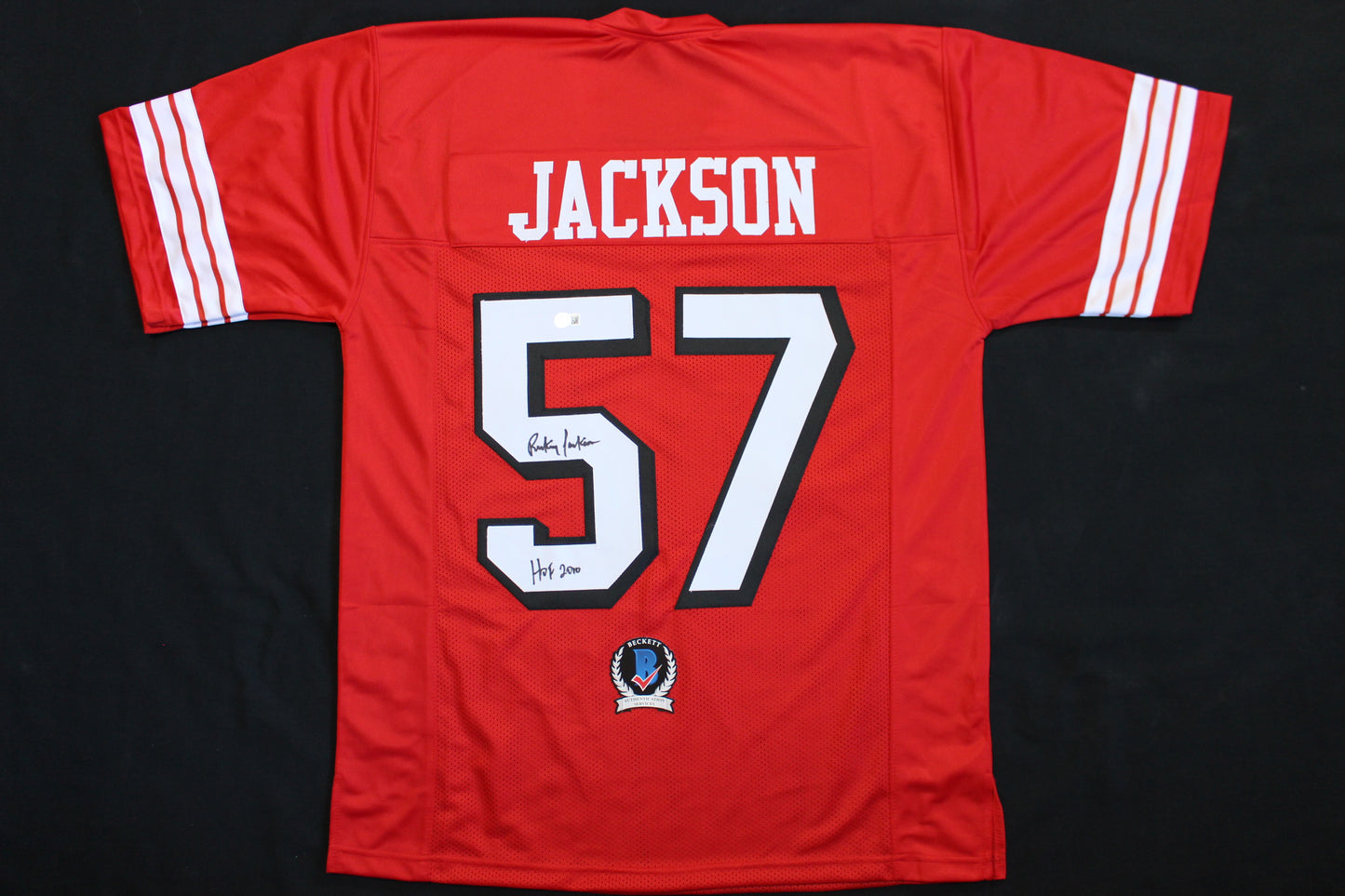 RICKEY JACKSON SAN FRANCISCO 49ers SIGNED FOOTBALL JERSEY w/HOF 2010 BAS COA