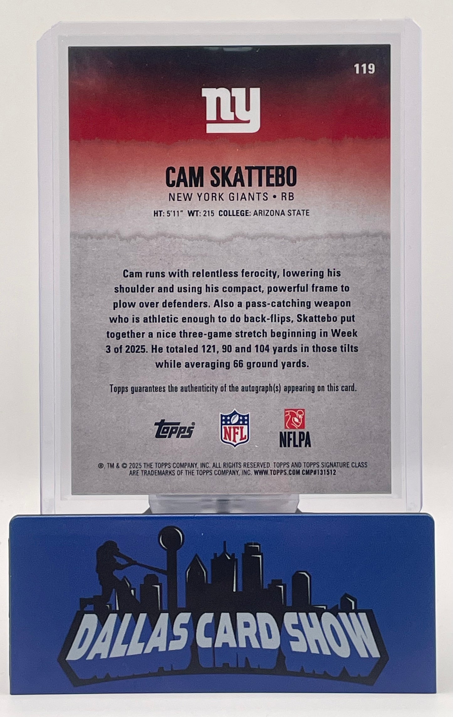 2025 Topps Signature Class Football Cam Skattebo Rookie Autograph #119