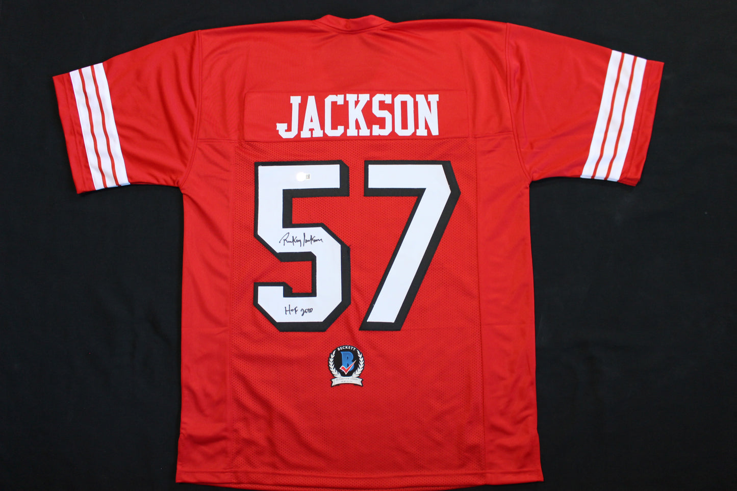 RICKEY JACKSON SAN FRANCISCO 49ers SIGNED FOOTBALL JERSEY w/HOF 2010 BAS COA