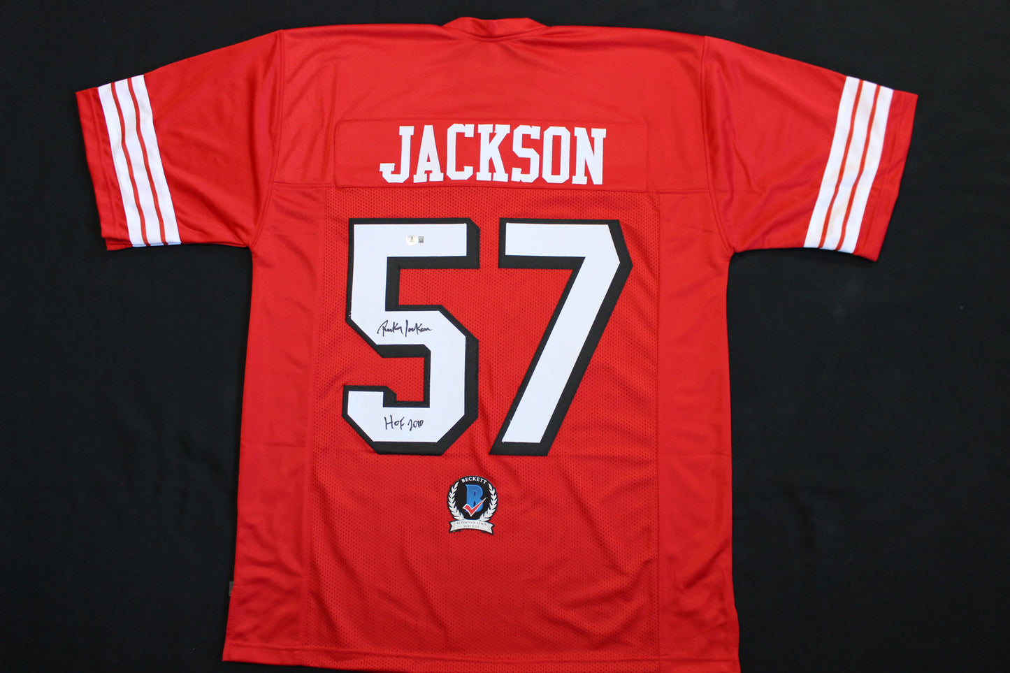 RICKEY JACKSON SAN FRANCISCO 49ers SIGNED FOOTBALL JERSEY w/HOF 2010 BAS COA