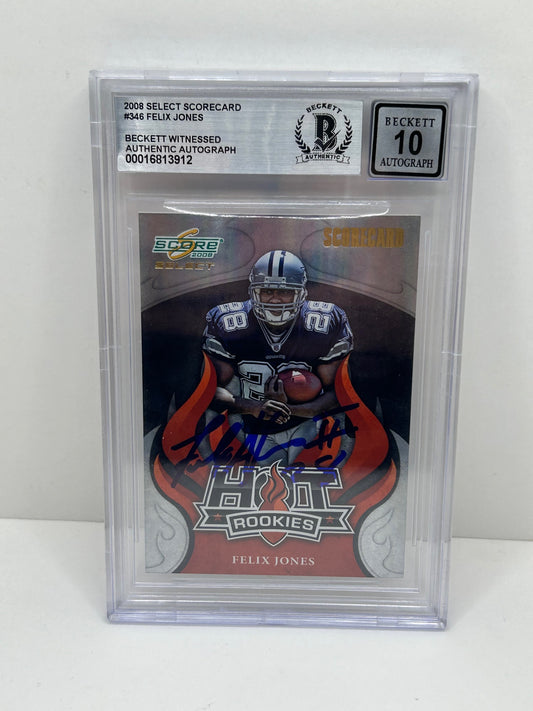 2008 Select Scorecard Felix Jones #346 Auto Beckett Witnessed Beckett 10 Autograph