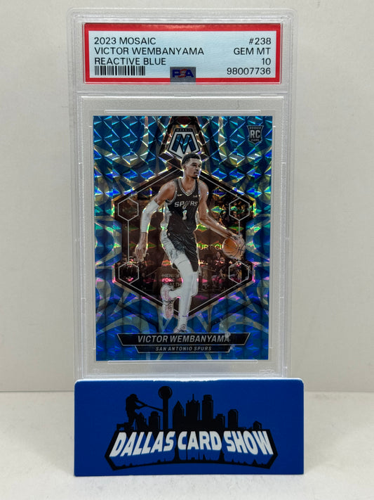 2023 Panini Mosaic #238 Victor Wembanyama Reactive Blue PSA 10 Spurs