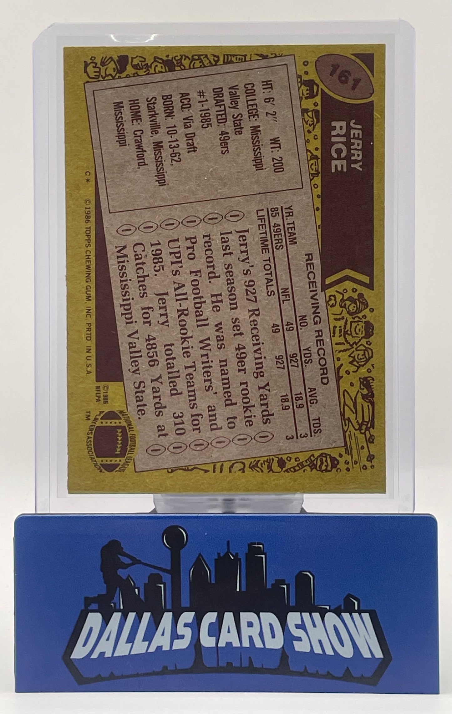1986 Topps Jerry Rice Rookie #161