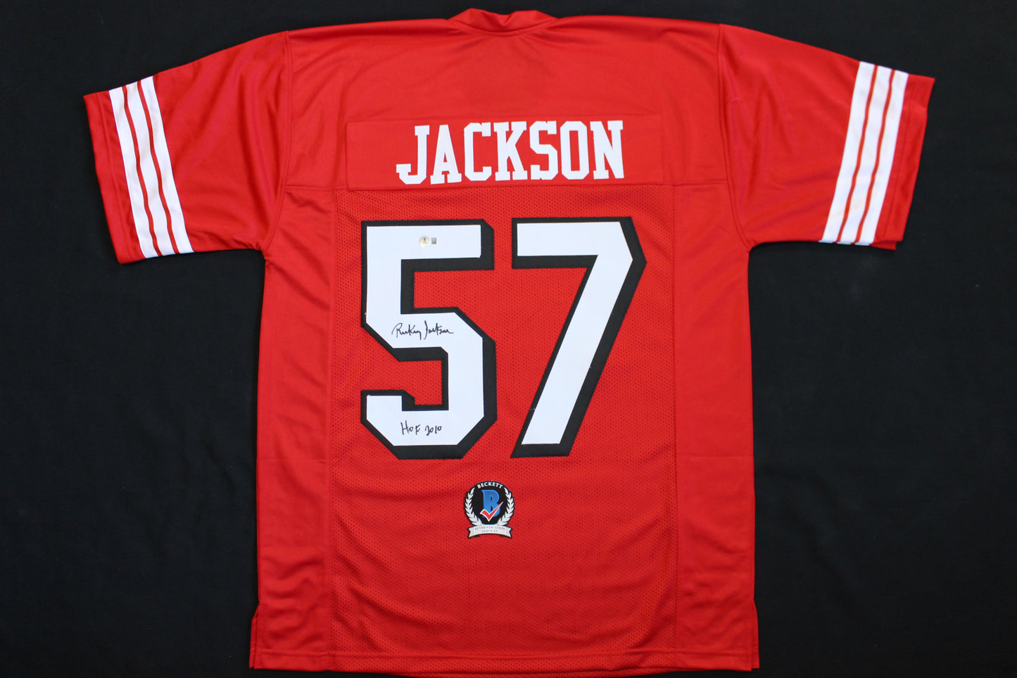 RICKEY JACKSON SAN FRANCISCO 49ers SIGNED FOOTBALL JERSEY w/HOF 2010 BAS COA