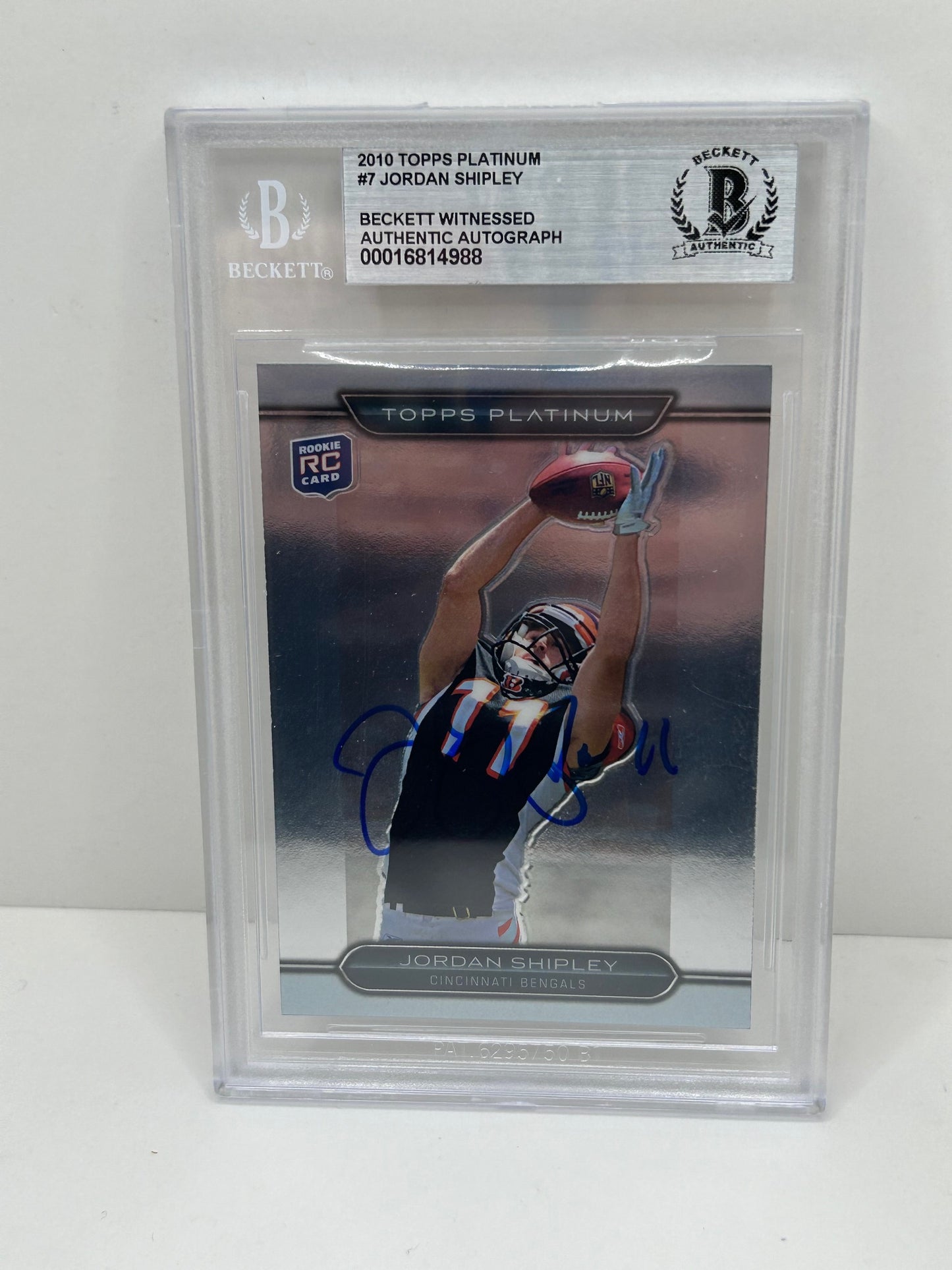 2010 Topps Platinum Jordan Shipley #7 Auto Beckett Witnessed Beckett Authentic