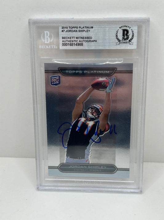 2010 Topps Platinum Jordan Shipley #7 Auto Beckett Witnessed Beckett Authentic