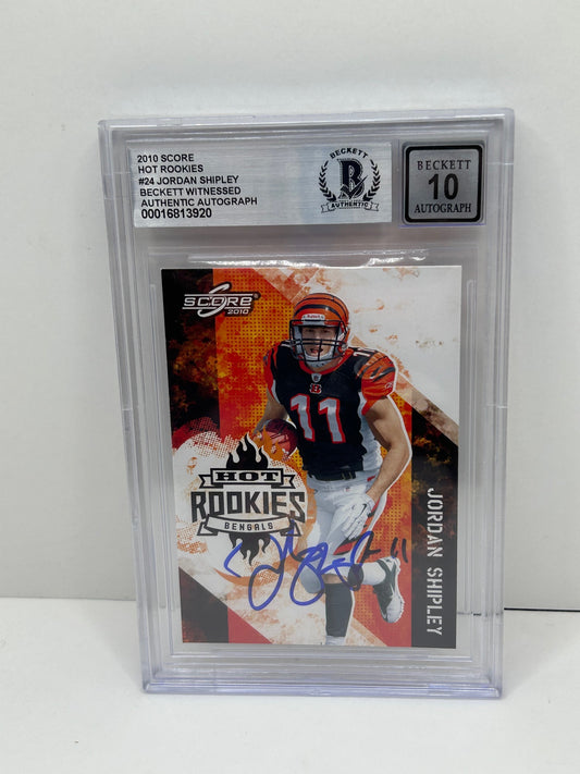 2010 Score Jordan Shipley #24 Auto Beckett Witnessed Beckett 10 Auto