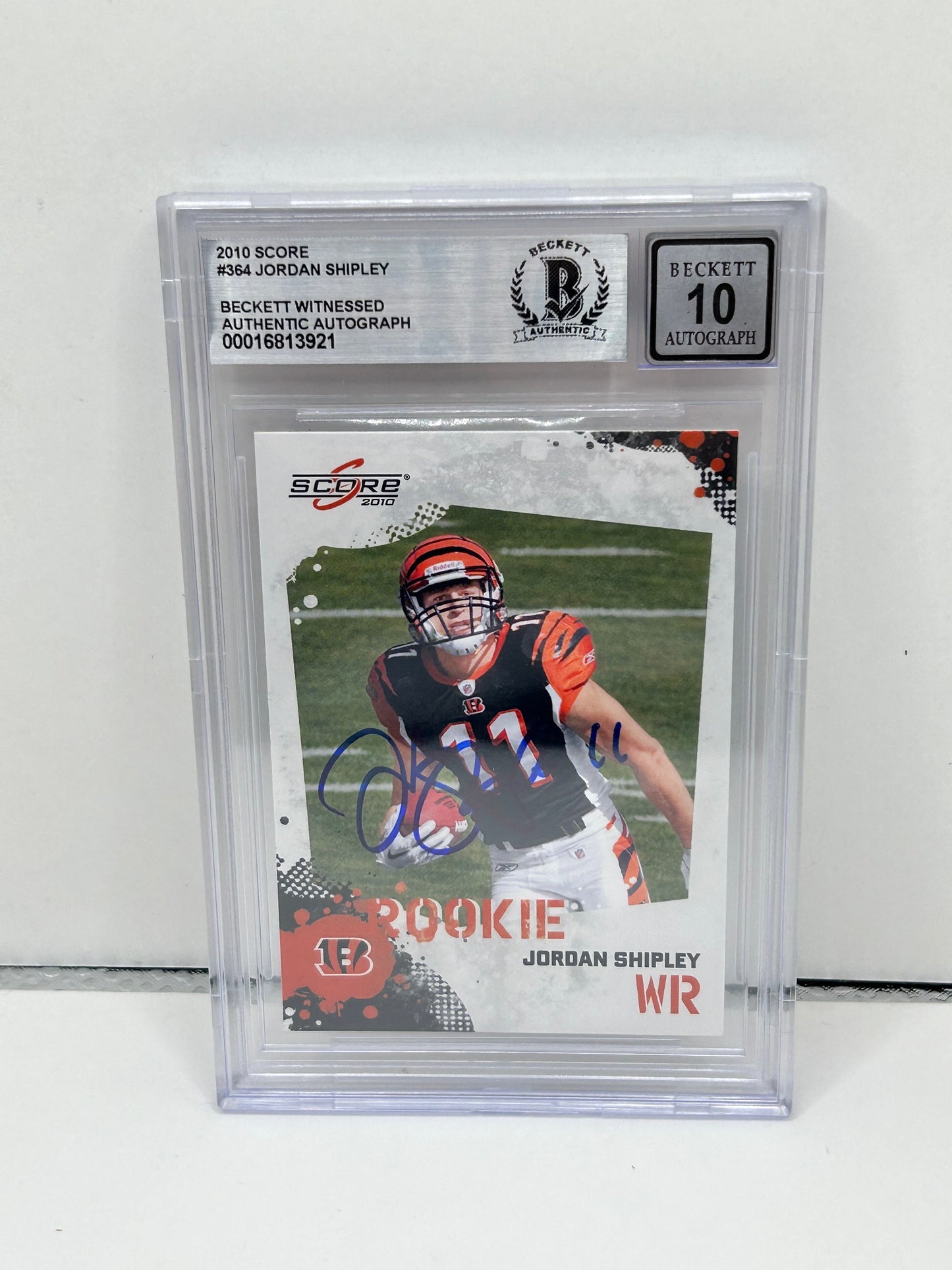 2010 Score Jordan Shipley #364 Auto Beckett Witnessed Beckett 10 Auto