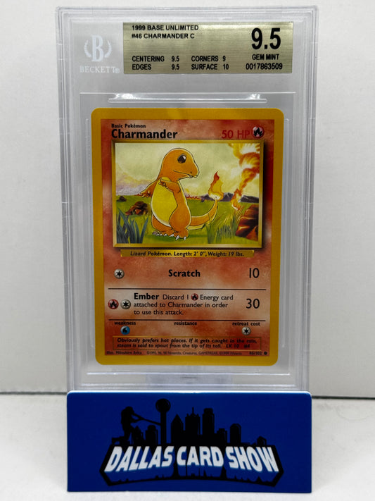 1999 Base Set Charmander Unlimited Beckett 9.5