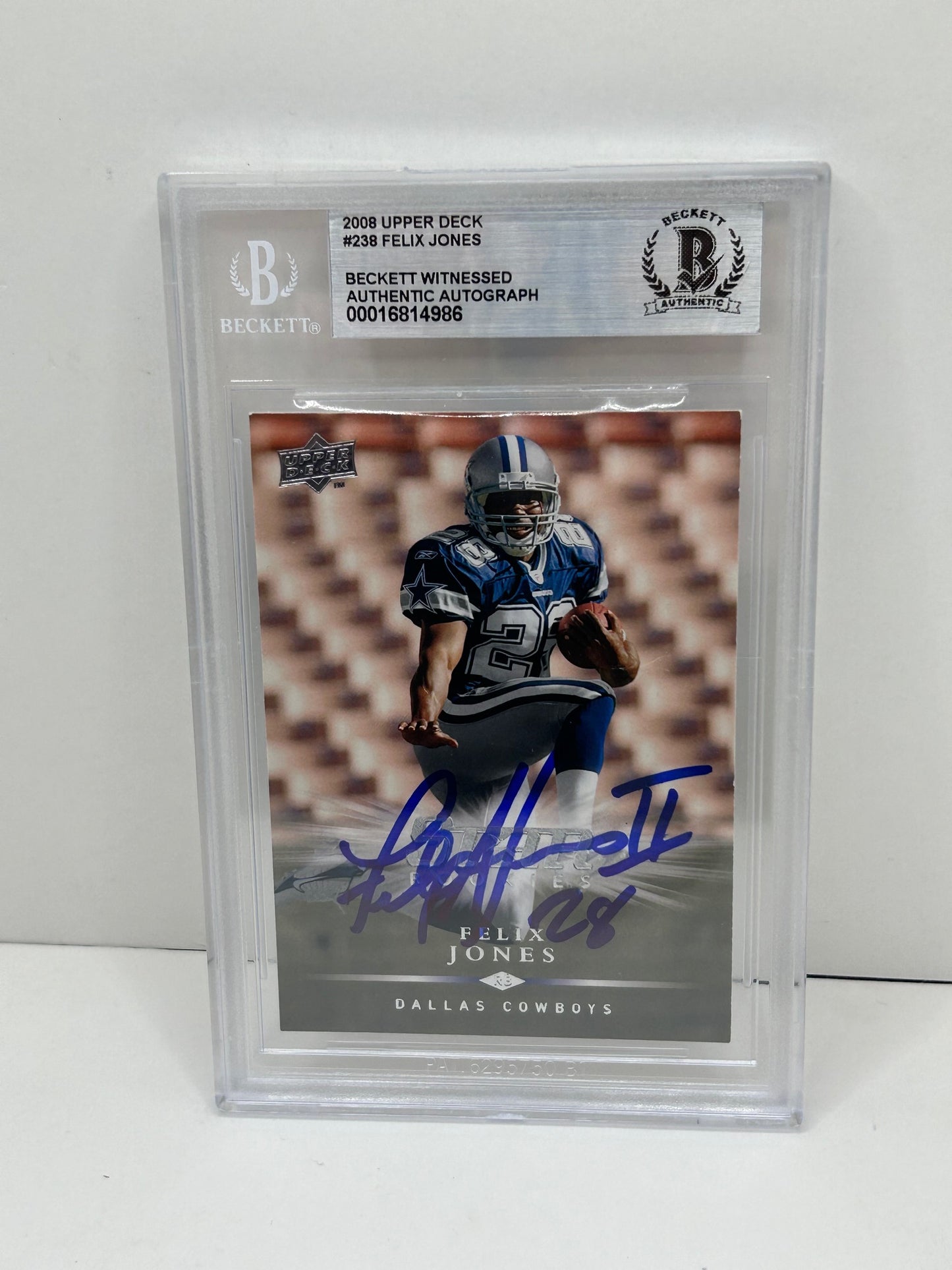 2008 Upper Deck Felix Jones #238 Auto Beckett Witnessed Beckett Authentic (4986)