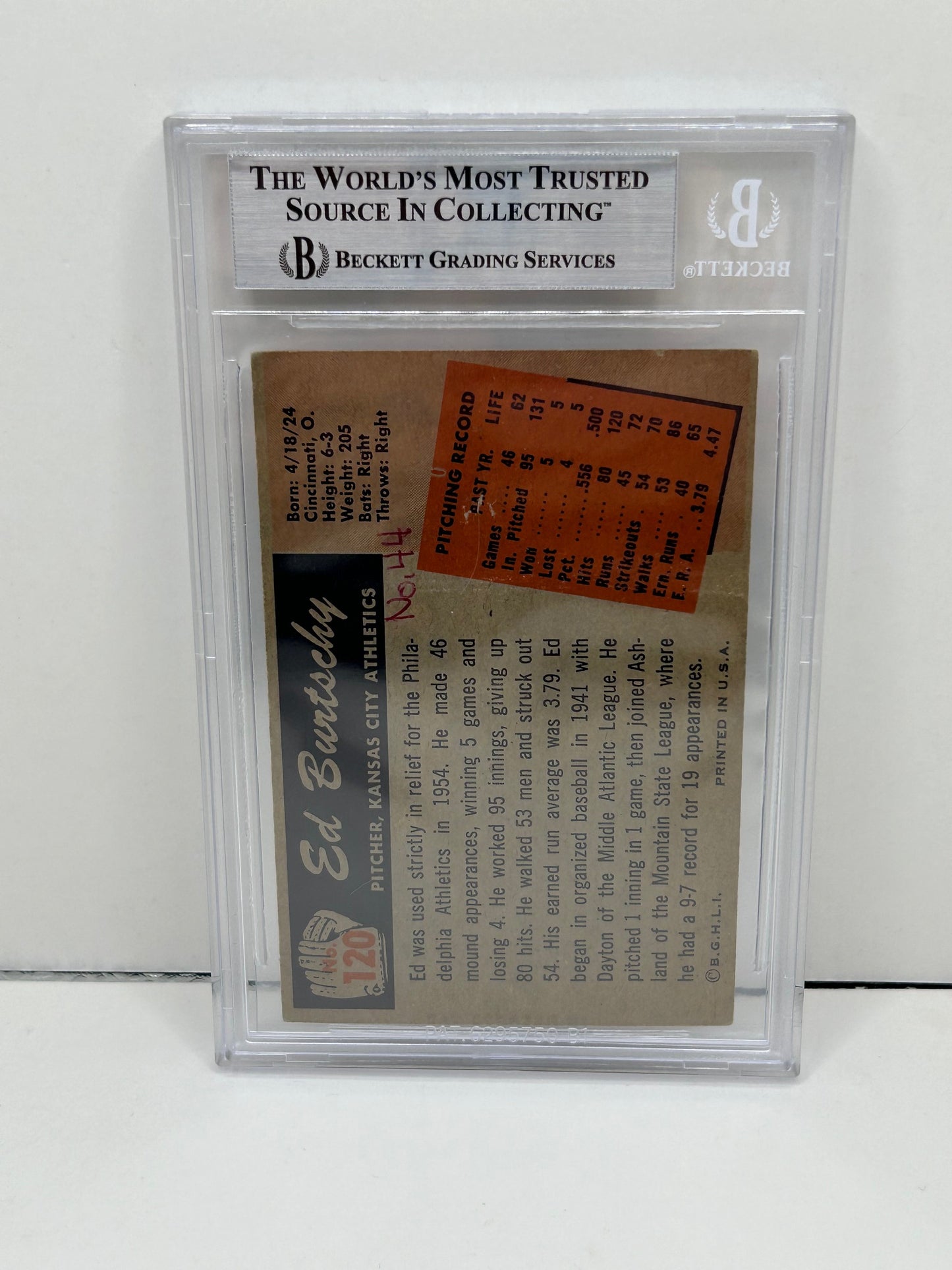 1955 Bowman Ed Burtschy #120 Auto Beckett Authenticated Deceased in 2004