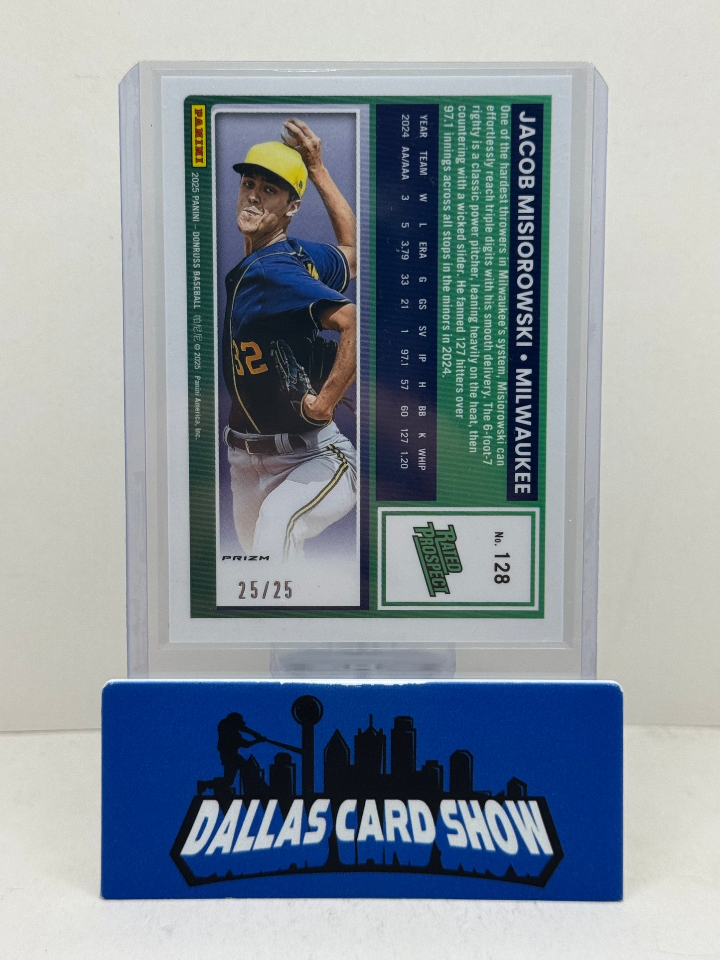 2025 Donruss Optic #128 Cracked Ice #25/25 Jacob Misiorowski
