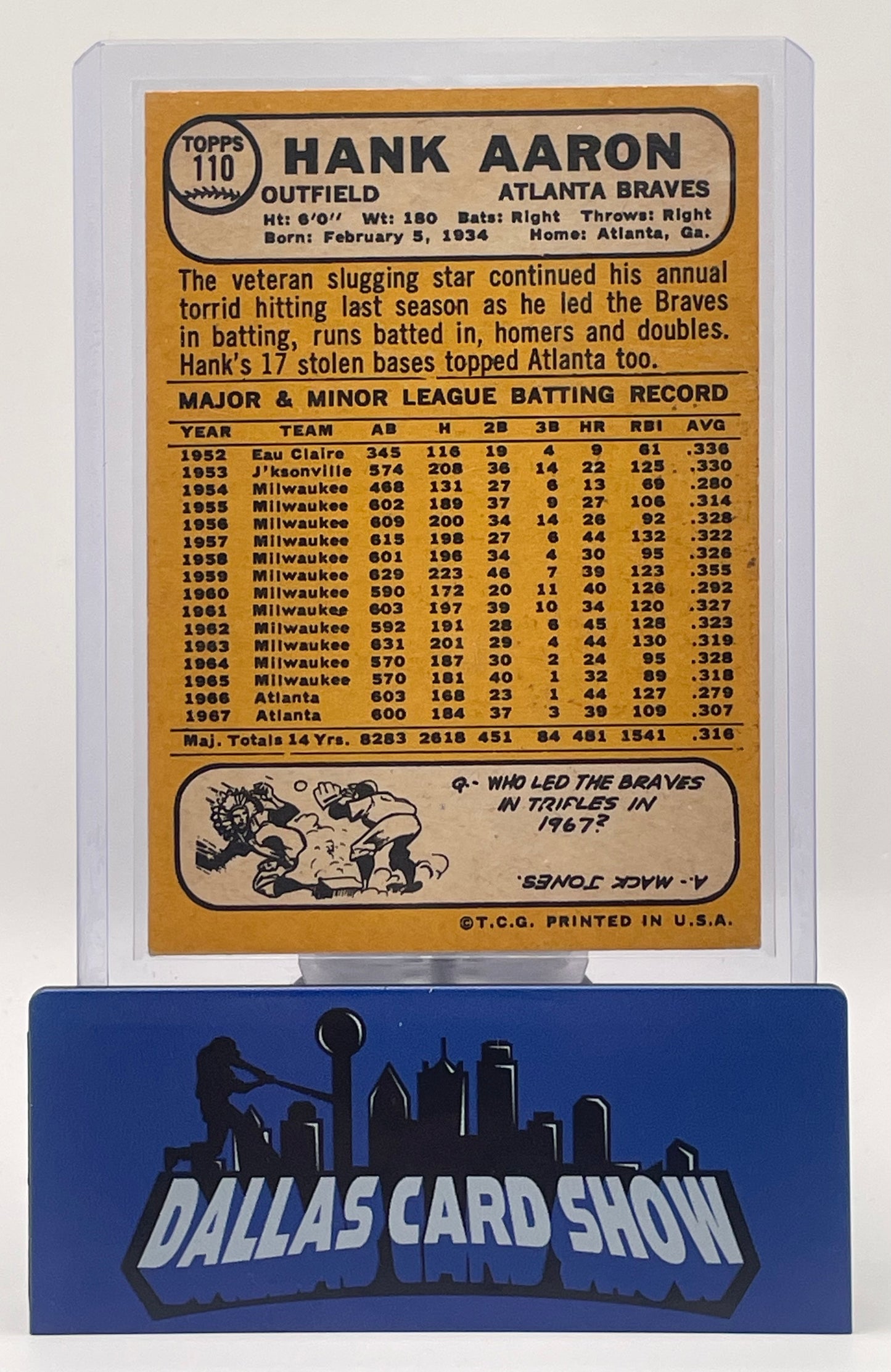 1968 Topps Hank Aaron #110 EX-NM