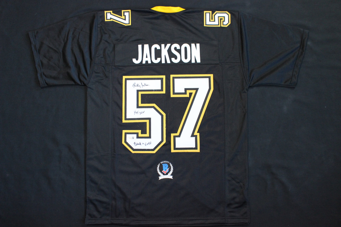 RICKEY JACKSON NEW ORLEANS SAINTS SIGNED THROWBACK JERSEY w/HOF 2010 BAS