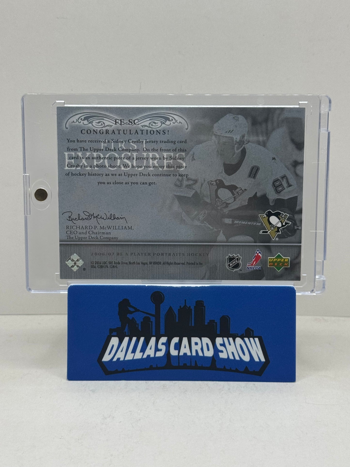 2006-07 Be A Player First Exposures #FE-SC Sidney Crosby Player Worn Jersey Card