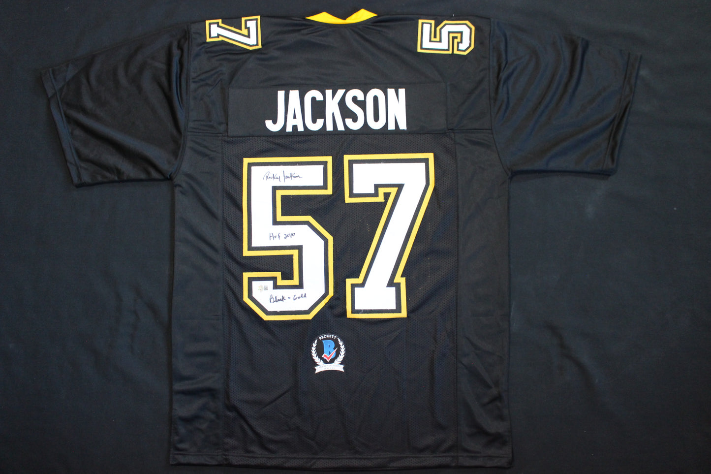 RICKEY JACKSON NEW ORLEANS SAINTS SIGNED THROWBACK JERSEY w/HOF 2010 BAS