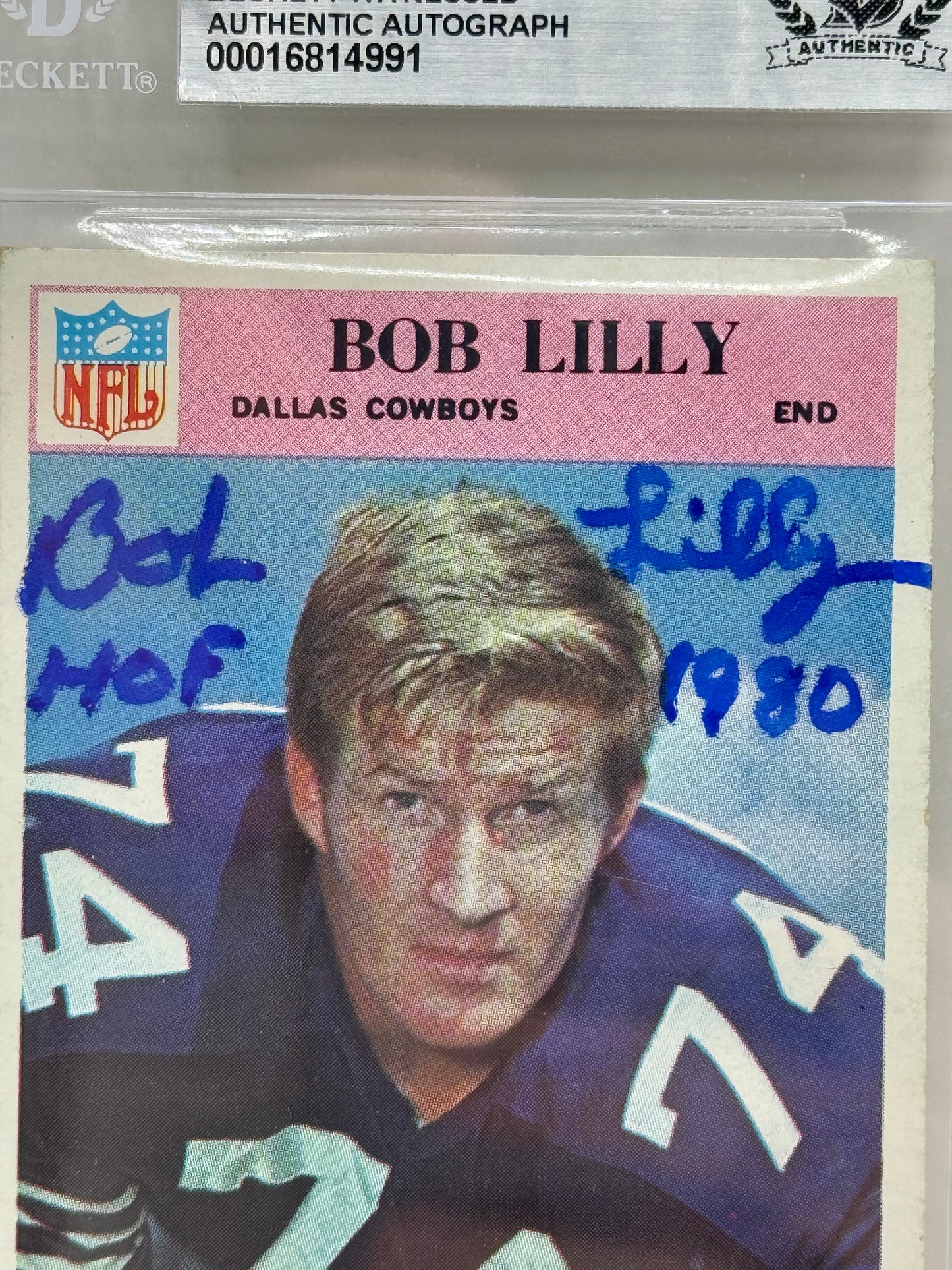 1966 Philadelphia #60 Bob Lilly Beckett Witnessed Beckett Authentic (4991)