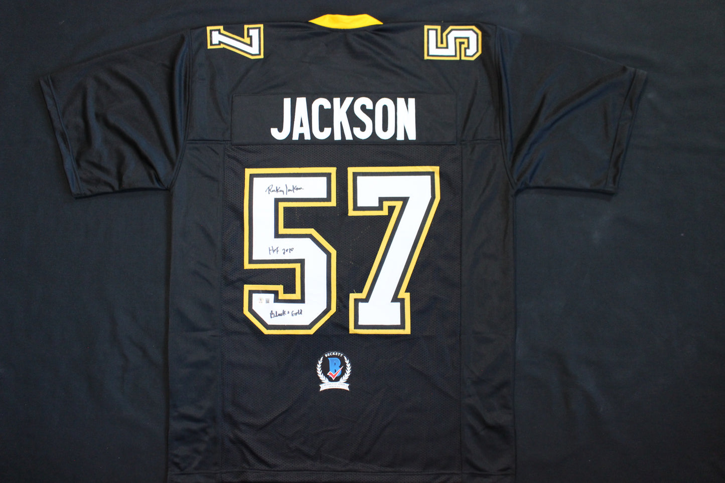 RICKEY JACKSON NEW ORLEANS SAINTS SIGNED THROWBACK JERSEY w/HOF 2010 BAS