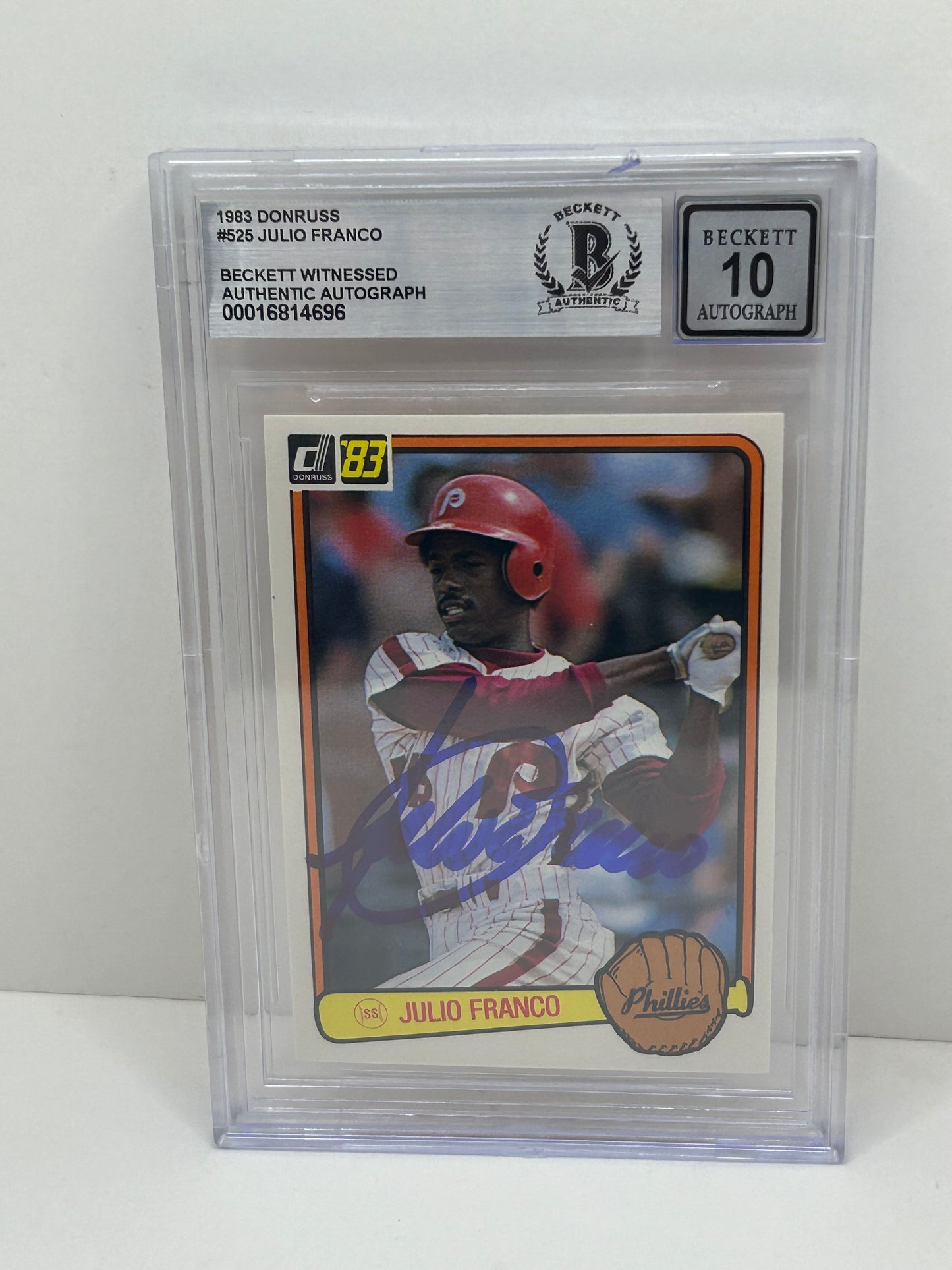1983 Donruss Julio Franco #525 Auto Beckett Witnessed Beckett 10 Autograph (4696)