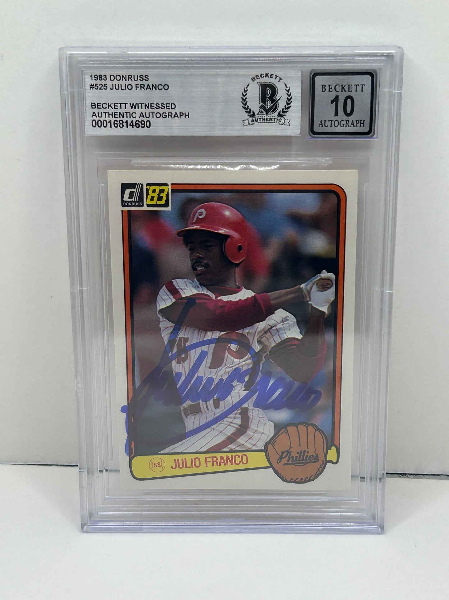 1983 Donruss Julio Franco #525 Auto Beckett Witnessed Beckett 10 Autograph (4690)