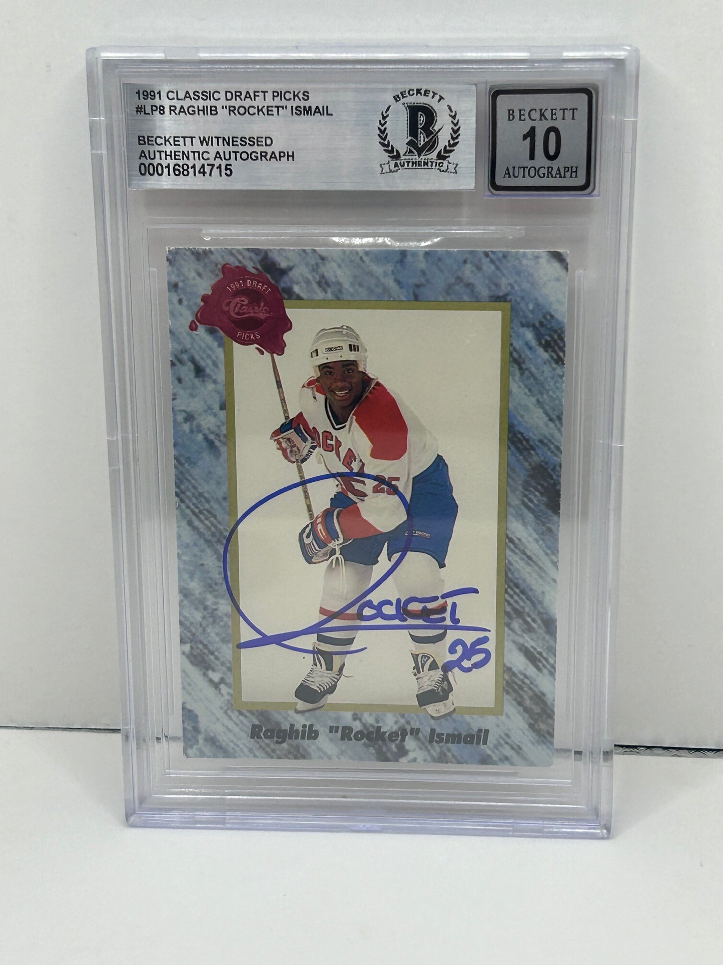 1991 Classic Draft Picks Raghib "Rocket" Ismail #LP8 Auto Beckett Witnessed 10 Auto (4715)