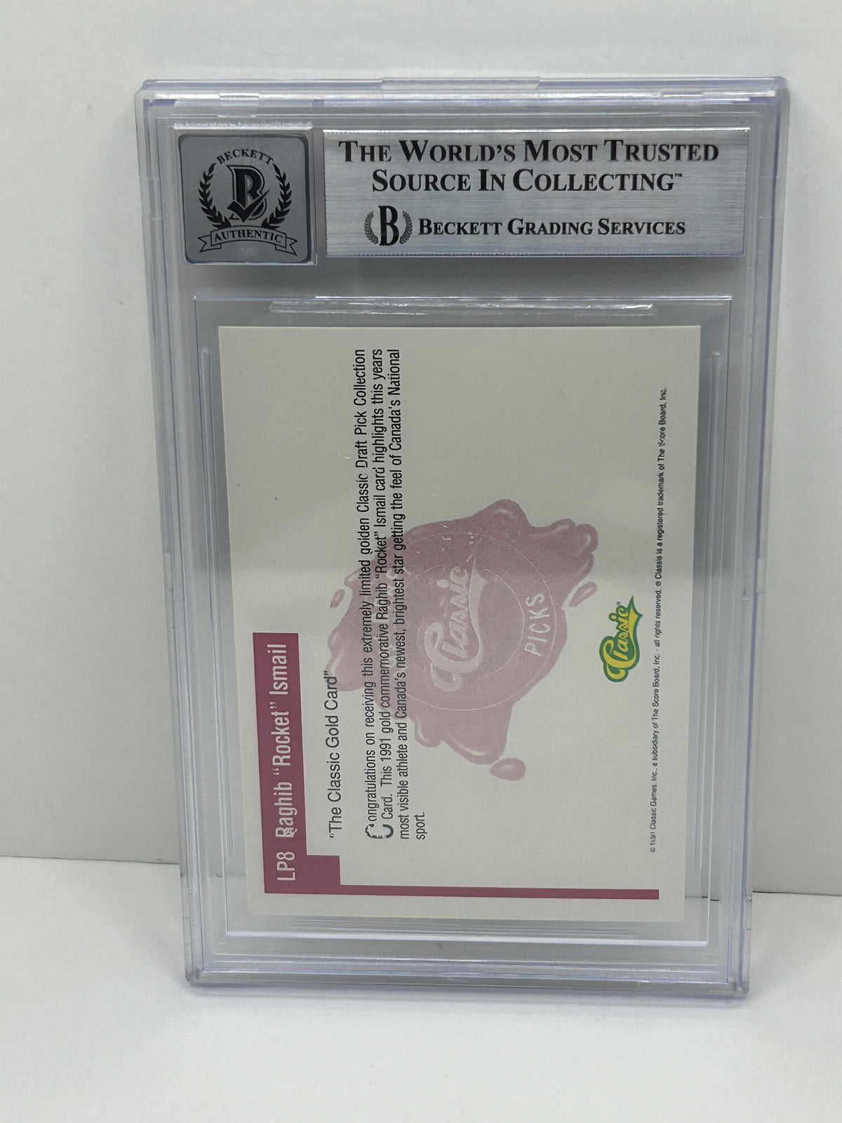 1991 Classic Draft Picks Raghib "Rocket" Ismail #LP8 Auto Beckett Witnessed 10 Auto (4715)