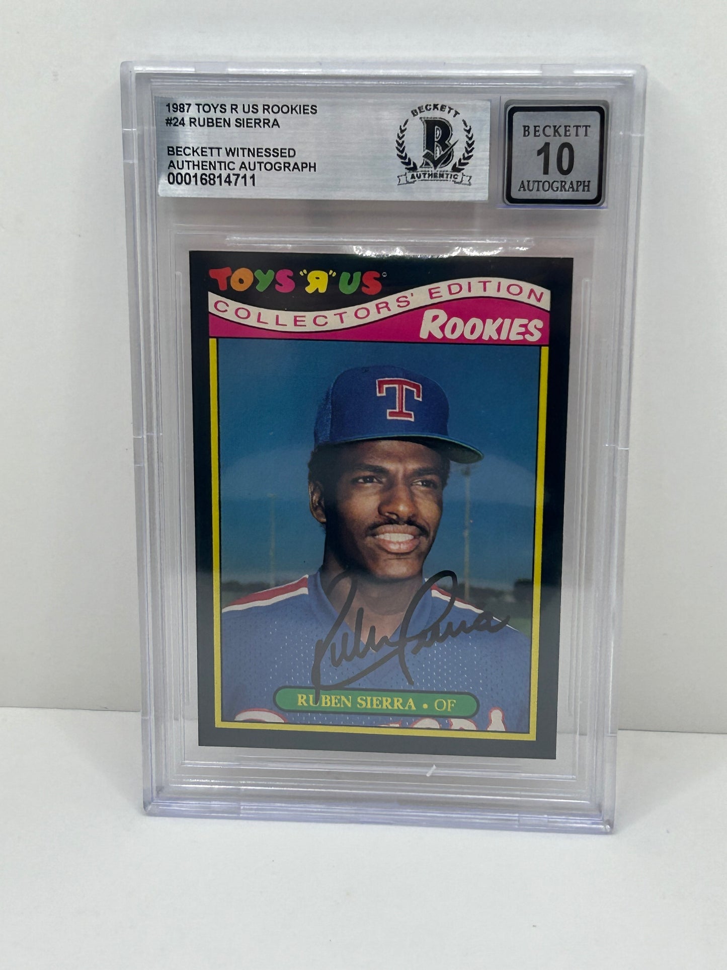 1987 Toys R Us Rookies Ruben Sierra #24 Beckett Witnessed Beckett  10 Autograph (4711)