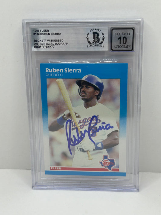 1987 Fleer  Ruben Sierra #138 Auto Beckett Witnessed Beckett 10 Auto (3277)