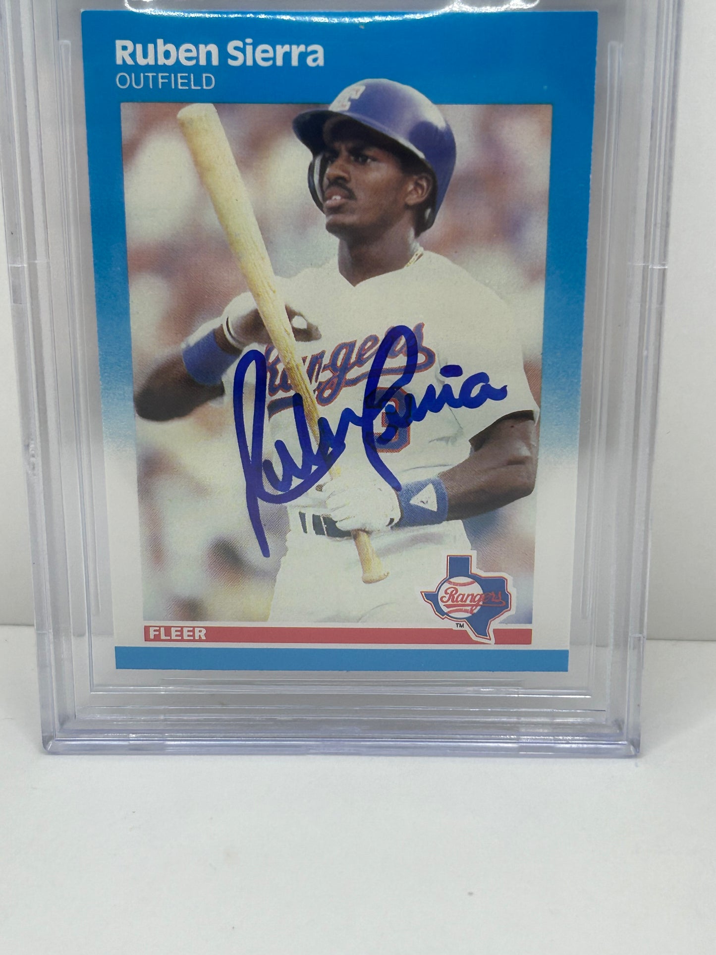 1987 Fleer  Ruben Sierra #138 Auto Beckett Witnessed Beckett 10 Auto (3277)
