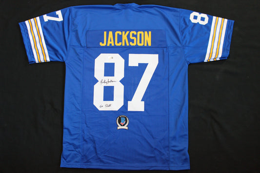 RICKEY JACKSON PITT PANTHERS SIGNED FOOTBALL JERSEY "Go Pitt" BAS COA